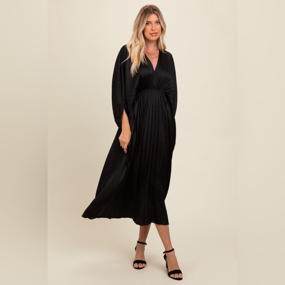 Pinkblush pleated satin midi dress nwot